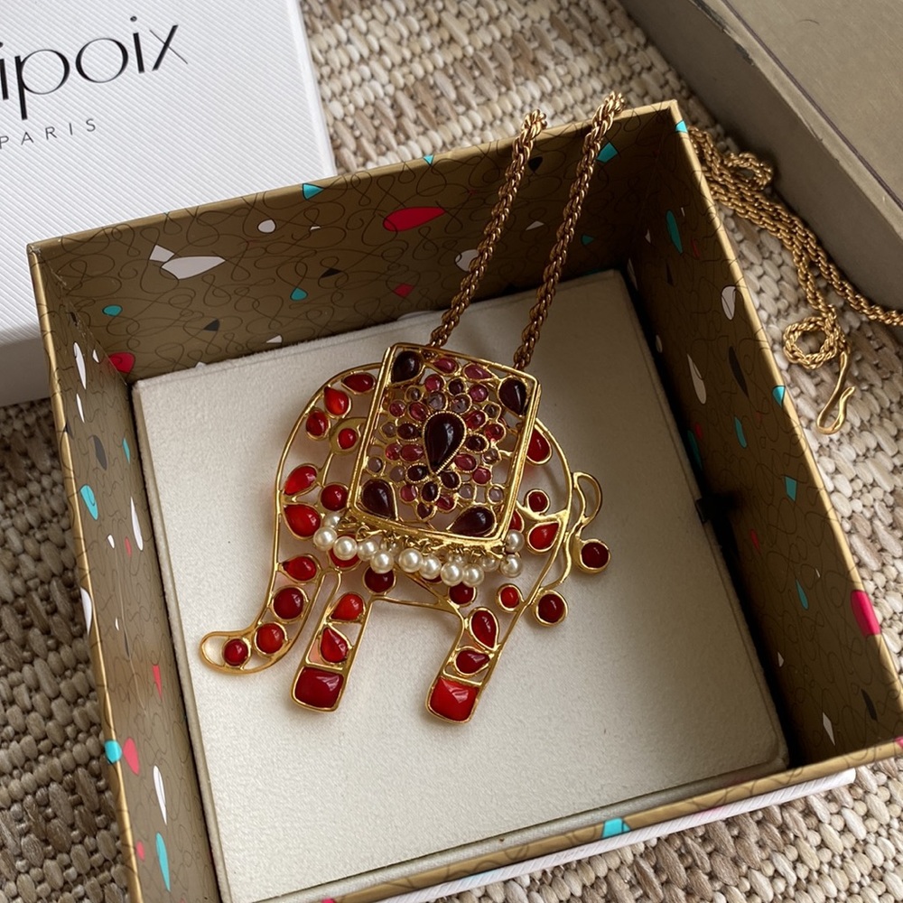 NWT Gripoix Paris- custom made The Jungle Book Big Elephant necklace